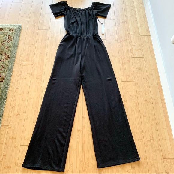 NWT Gibson x Living in Yellow Off the Shoulder Ponte Black Jumpsuit, PXS - Picture 3 of 6